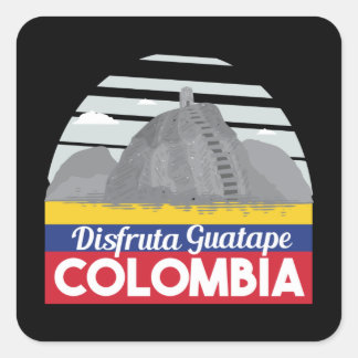 Pegatina Cuadrada Colombia Guatape Vintage Travel