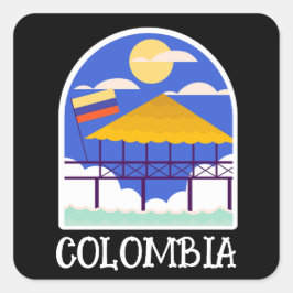Pegatina Cuadrada Colombia Viaje de época