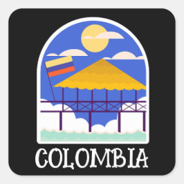 Pegatina Cuadrada Colombia Viaje de época