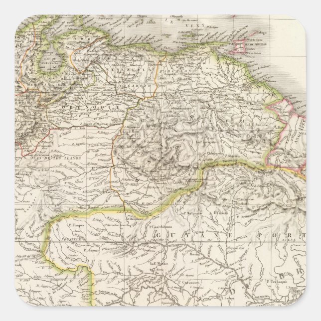 Pegatina Cuadrada Colombie, Guyanes - Columbia (Anverso)