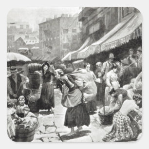 Pegatina Cuadrada Colonia italiana de la curva de la mora en Nueva