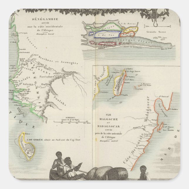 Pegatina Cuadrada Colonias francesas en África (Anverso)