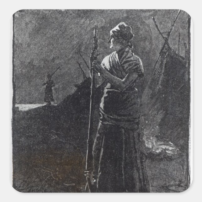 Pegatina Cuadrada Colonista de un río rojo, 1878 (Anverso)