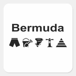 Pegatina Cuadrada Color claro de los iconos monotónicos de las Bermu