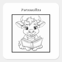 Color Cow leyendo un libro personalizado