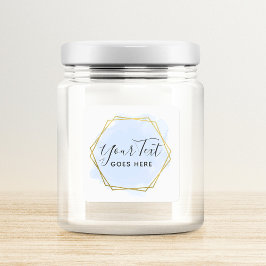 Pegatina Cuadrada Color de agua azul claro y Moda geométrica de oro 