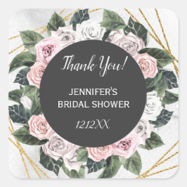 Pegatina Cuadrada Color de agua rosa y oro