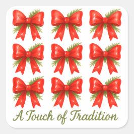 Pegatina Cuadrada Color de agua Toco rojo de reverso del patrón de r