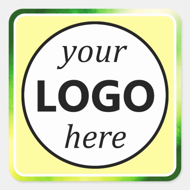 Pegatina Cuadrada Color del agua verde amarillo: tu logo (Anverso)