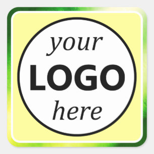 Pegatina Cuadrada Color del agua verde amarillo: tu logo