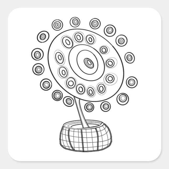 PEGATINA CUADRADA COLOR ME COSMO BOUQUET (Anverso)