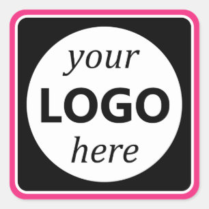 Pegatina Cuadrada Color negro rosa brillante brillante Tu logotipo a