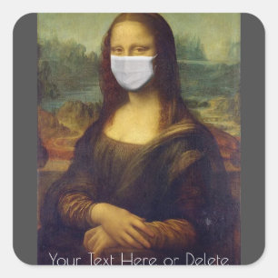 Pegatina Cuadrada Color personalizado/Texto Mona Lisa Pintura con má