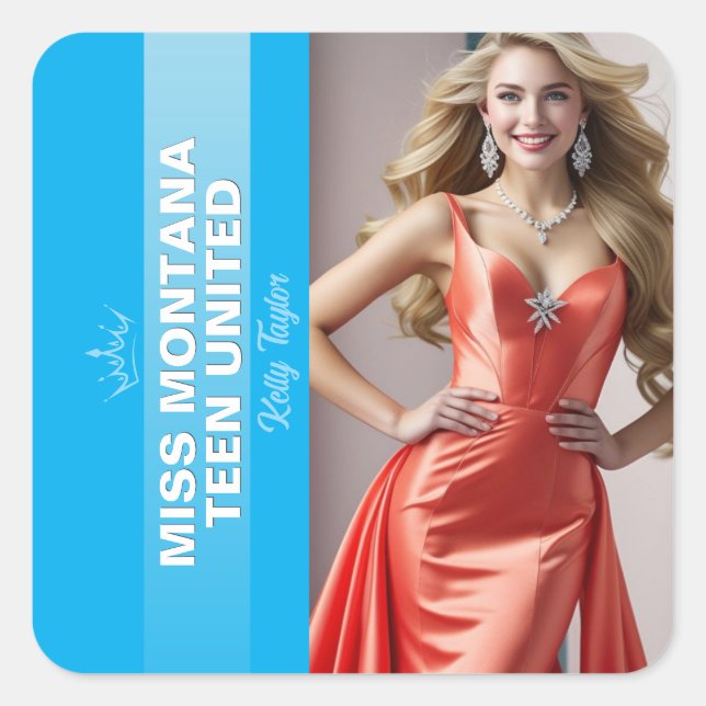 Pegatina Cuadrada Color Pop Ultimate Pageant Titleholder Sticker Set (Anverso)