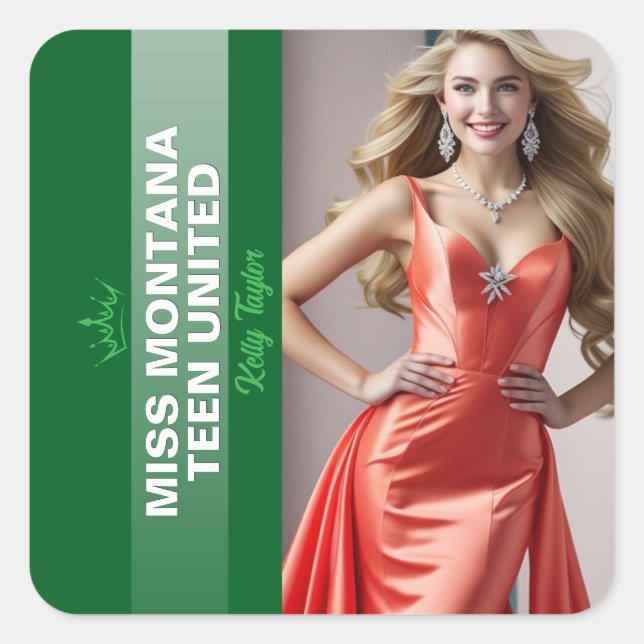 Pegatina Cuadrada Color Pop Ultimate Pageant Titleholder Sticker Set (Anverso)
