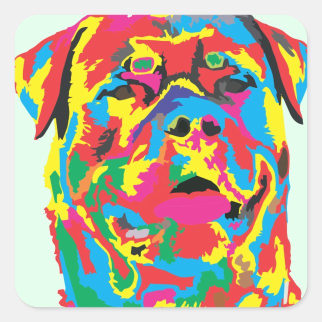 Pegatina Cuadrada color rottweiler (Anverso)