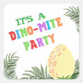 Pegatina Cuadrada Color ruar: Alarmante cumpleaños de los dinosaurio