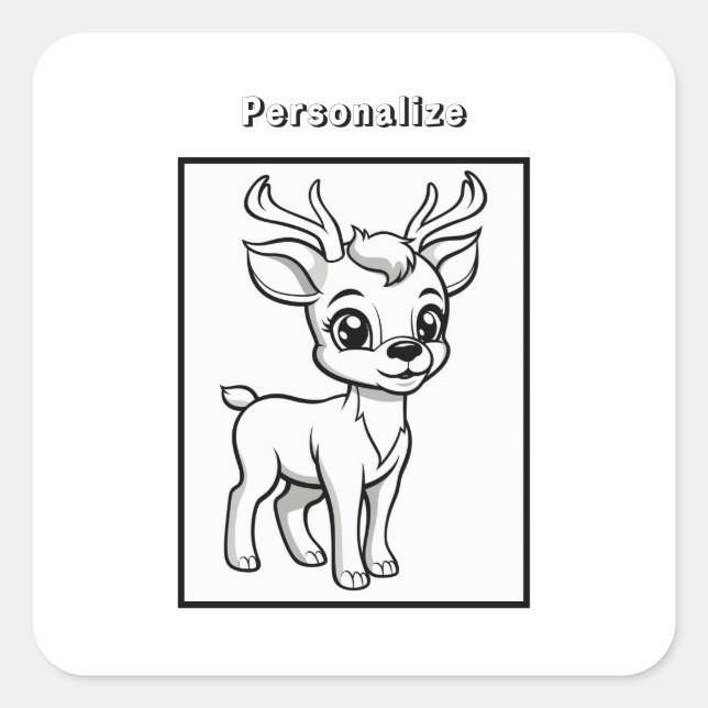 Pegatina Cuadrada Color Rudolf Reindeer Personalize (Anverso)