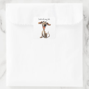 Pegatina Cuadrada Color y texto personalizados, 🐶whippet loco 🤪