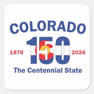 Pegatina Cuadrada Colorado 150 el Estado del Centenario