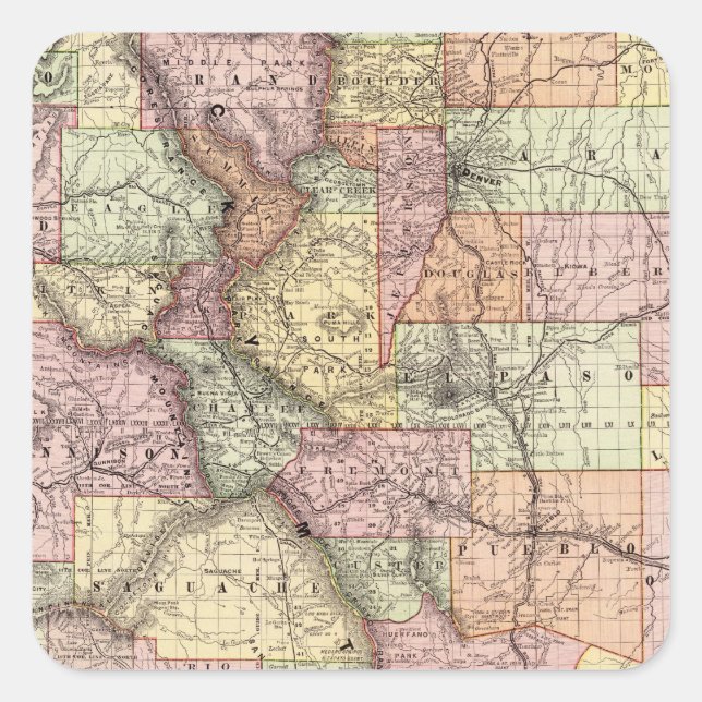 Pegatina Cuadrada Colorado 5 (Anverso)