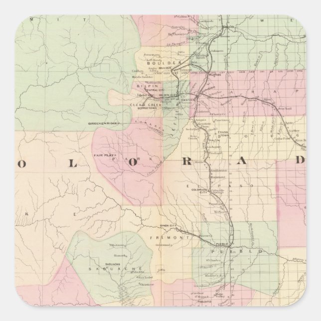 Pegatina Cuadrada Colorado 9 (Anverso)