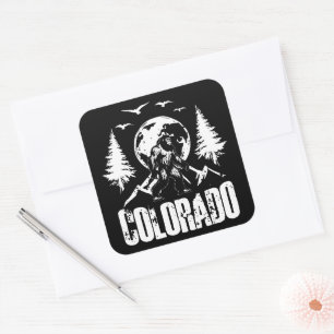 Pegatina Cuadrada Colorado Day Bigfoot Vintage Senderismo