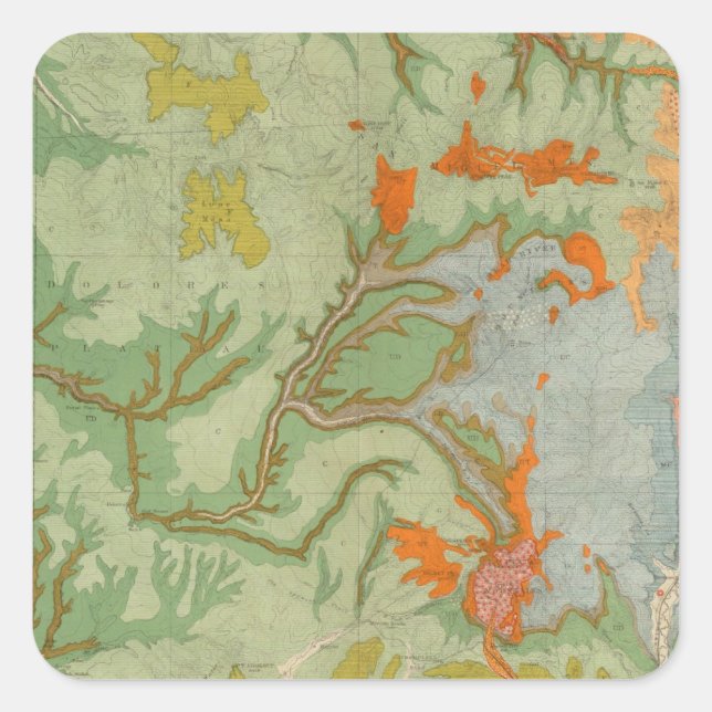 Pegatina Cuadrada Colorado del Suroeste y partes de Nuevo México (Anverso)