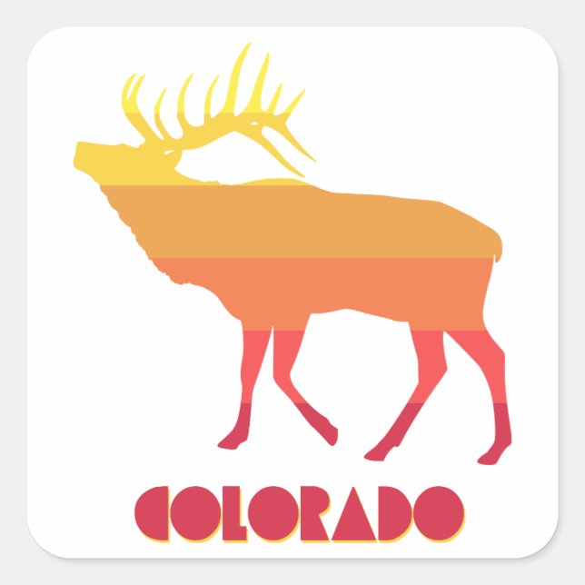 Pegatina Cuadrada Colorado Elk (Anverso)