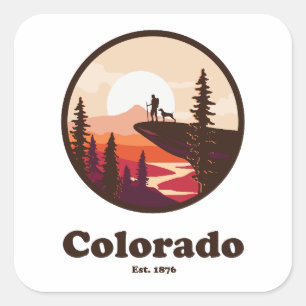Pegatina Cuadrada Colorado Establecido en 1876