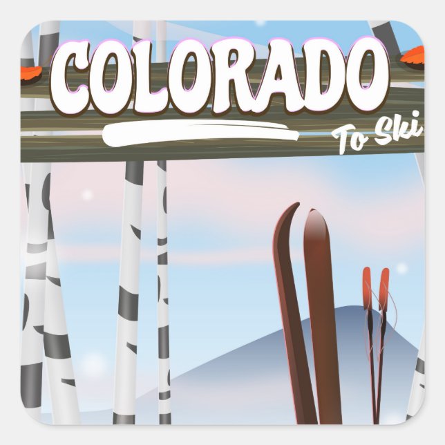 Pegatina Cuadrada ¡Colorado para esquiar! (Anverso)