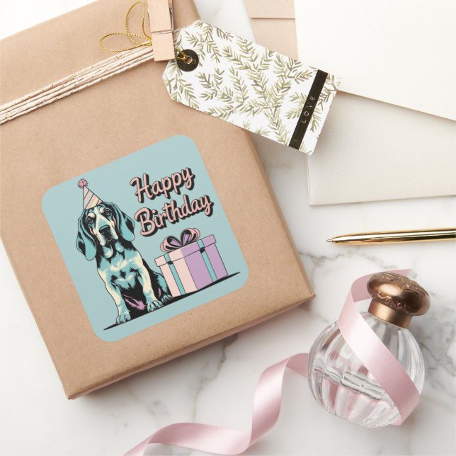 Pegatina Cuadrada Colorante de perro de cola azul (Regalar)