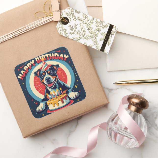 Pegatina Cuadrada Colorante de perros de Staffordshire (Regalar)