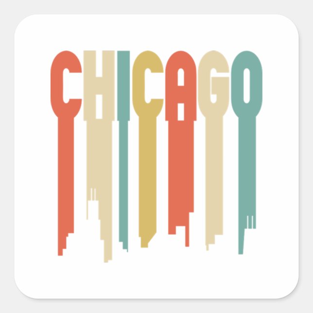 Pegatina Cuadrada Colores City - Chicago (Anverso)