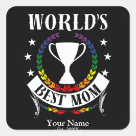 Pegatina Cuadrada Colores de la bandera arcoiris del Día de la Madre