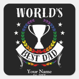 Pegatina Cuadrada Colores de la bandera arcoiris del Día del Mejor P