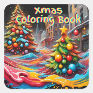 Pegatina Cuadrada Colores Dinámicos De Navidades
