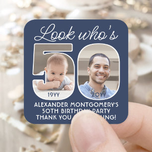 Pegatina Cuadrada Colores DIY ・ Ver Quién es la fiesta de los 50 cum