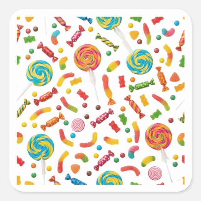 Pegatina Cuadrada Colorful Candy Pattern Background Sticker (Anverso)