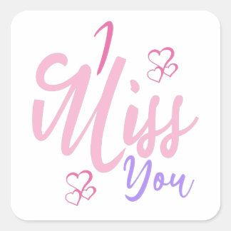 Pegatina Cuadrada Colorful Decorative I Miss You Design