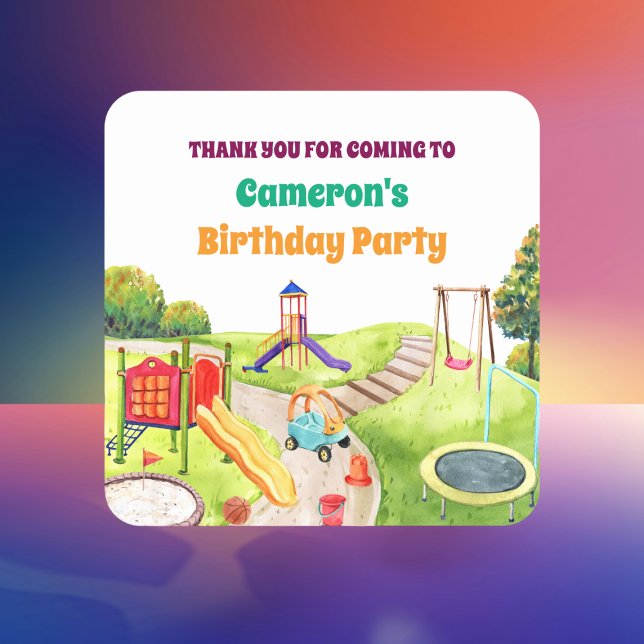 Pegatina Cuadrada Colorful Playground Birthday Party  (Subido por el creador)
