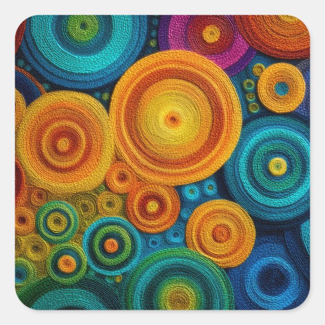 Pegatina Cuadrada Colorful Spiral Abstract Pattern Geometric Swirl (Anverso)