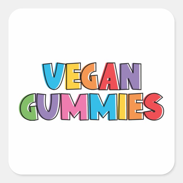 Pegatina Cuadrada Colorful Vegan Gummies (Anverso)