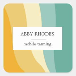 Pegatina Cuadrada Colorful wave lines personalized