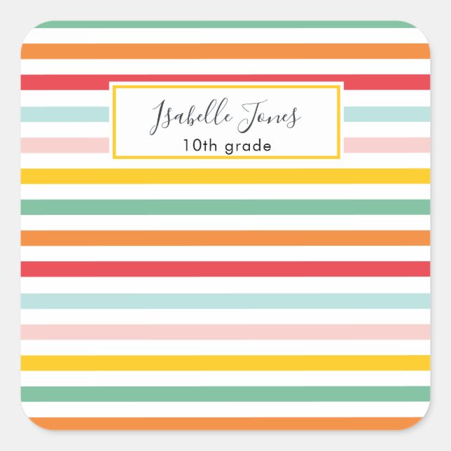 Pegatina Cuadrada colorida brillante escuela de la universidad de st (Anverso)