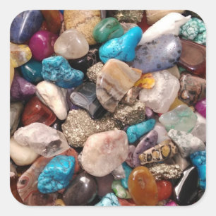 Pegatina Cuadrada Colorida colección de rock pulido
