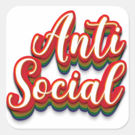 Pegatina Cuadrada Coloridamente anti-social
