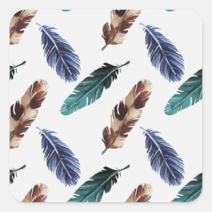 Pegatina Cuadrada Coloridas plumas textura tribal