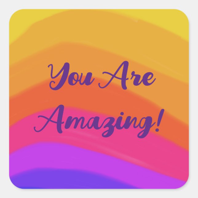 Pegatina Cuadrada Colorido arco iris moderno positivo (Anverso)