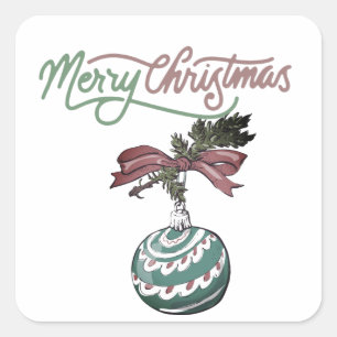 Pegatina Cuadrada Colorido bauble navideño